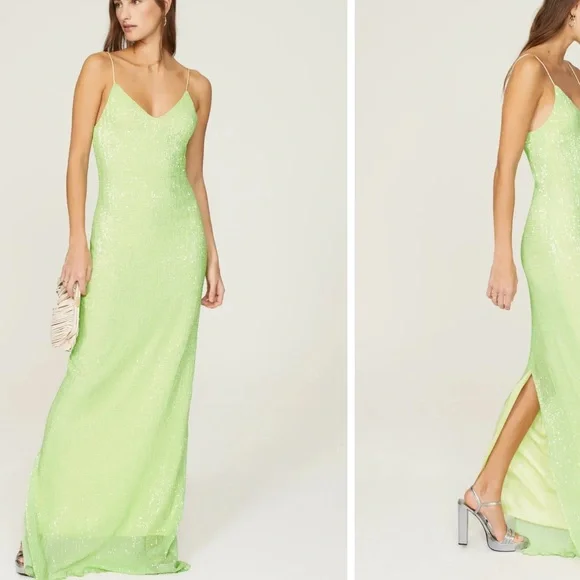 Rosetta GettyGreen Sequin Slip Gown size small